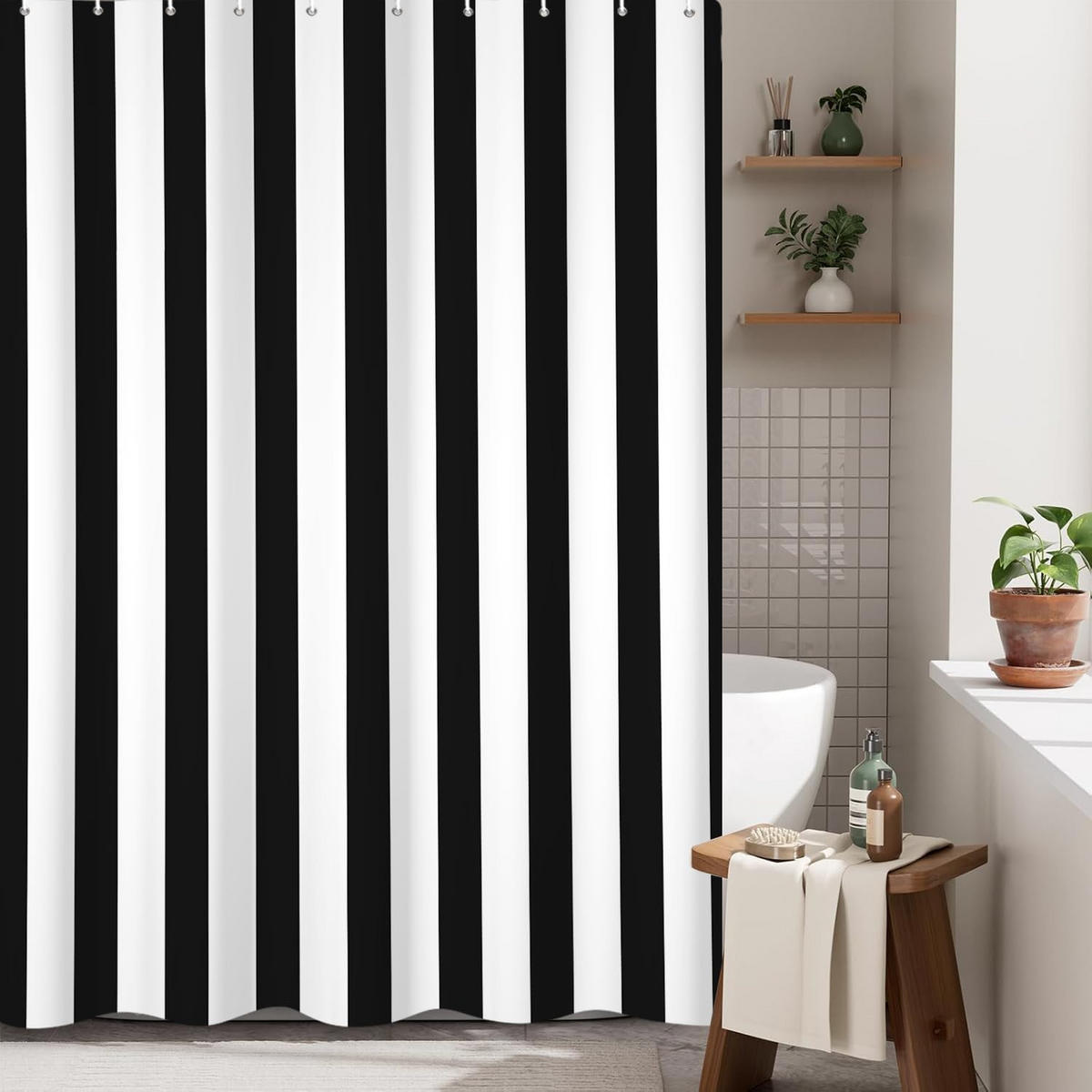 DUSCHVORHANG gestreift wasserdicht schimmelresistent ideal für Dusche mit Haken - Multicolor, Textil (180/200cm) - MCBOSON