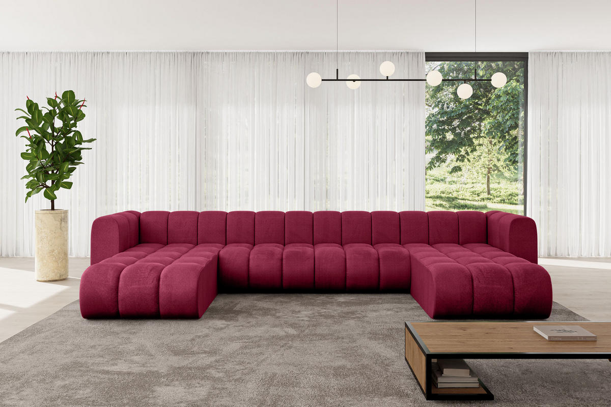 WOHNLANDSCHAFT modulares Sofa Joren-U2 - 410x177x70 cm Bordeauxrot - Bordeaux, Holzwerkstoff/Textil (410/70/177cm) - ALTDECOR