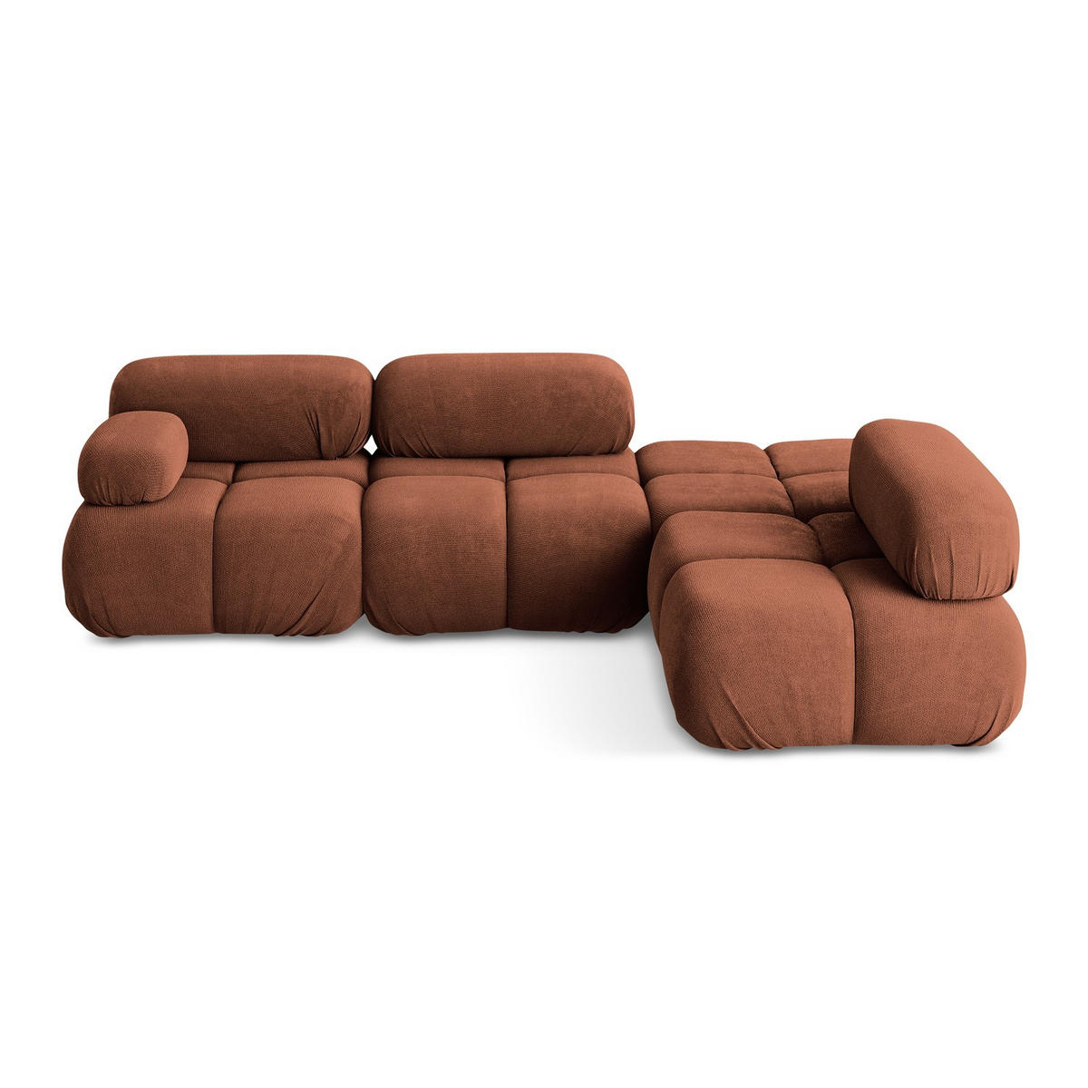 ECKSOFA Rechts Chenille Stoff Orange - Terracotta/Schwarz, Kunststoff/Textil (285/190cm) - LaMiaSofa