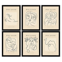 POSTER Set Mit 6 Illustrationen Von Pablo Picasso Weiblich A3 Schwarzer Rahmen - Schwarz, Papier (29/3cm) - Nacnic