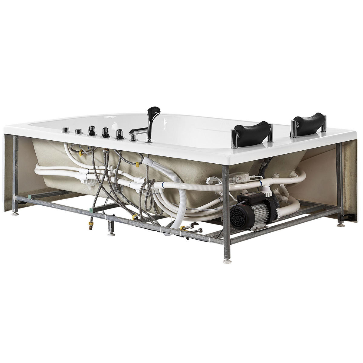 WHIRLPOOL-BADEWANNE mit LED 120x180x70 cm weiß Calama - Weiß, Kunststoff (120/70/180cm) - Beliani