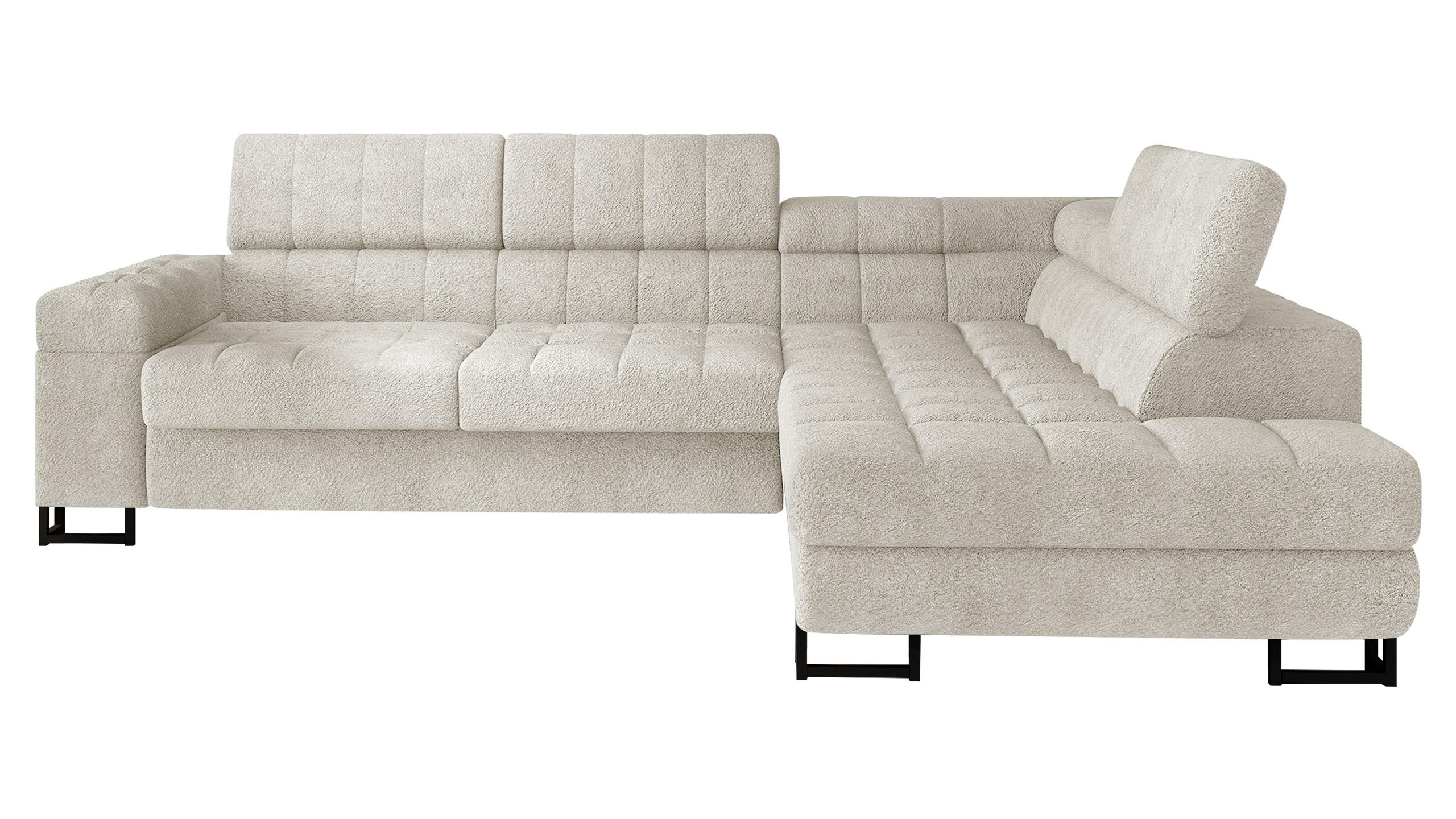 ECKSOFA Laris, Seite: Rechts - Creme/Schwarz, Holz/Textil (271/203cm) - MIRJAN24