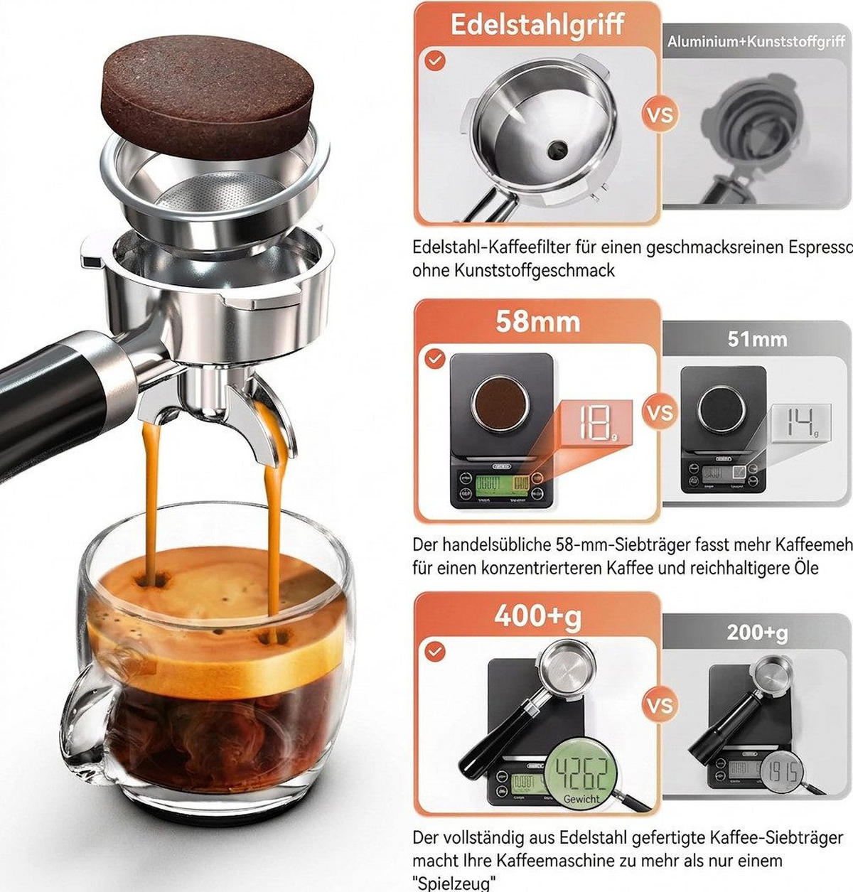 KAFFEEMASCHINE Multi-Kapsel 20 Bar, Espressoautomat Heiß- & Kalt-Modus - Silberfarben, Metall (22.9/32/25.9cm) - BEXEVUE