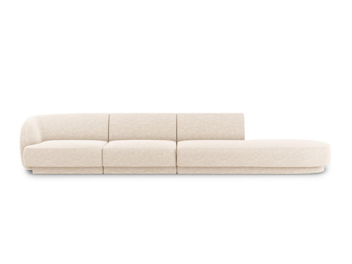 RECHTES-SOFA Miley aus Chenille-Stoff leichtes beige 4 Sitzplätze - Creme, Textil (90/70/323cm) - Micadoni