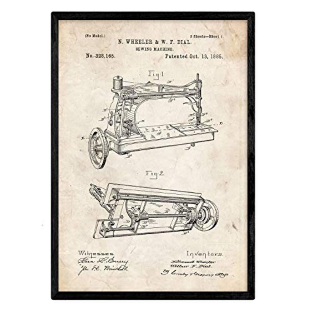 POSTER Nähmaschine Patent A3 Rahmenlos - Klar, Papier (29.7/5/42cm) - Nacnic