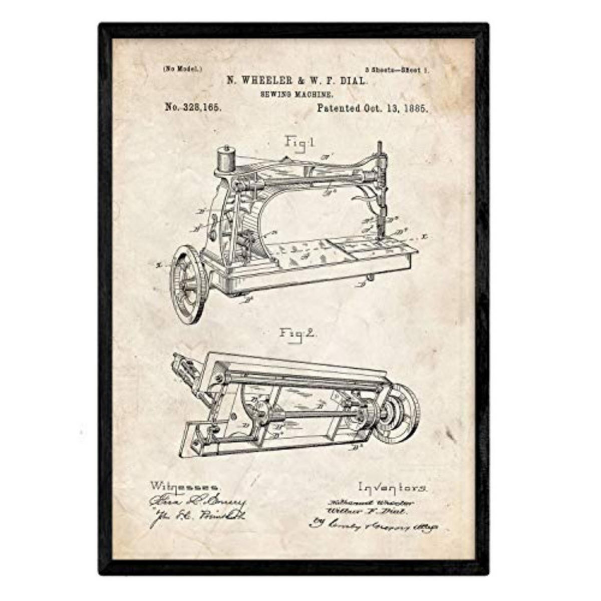 POSTER Nähmaschine Patent A3 Rahmenlos - Klar, Papier (29.7/5/42cm) - Nacnic