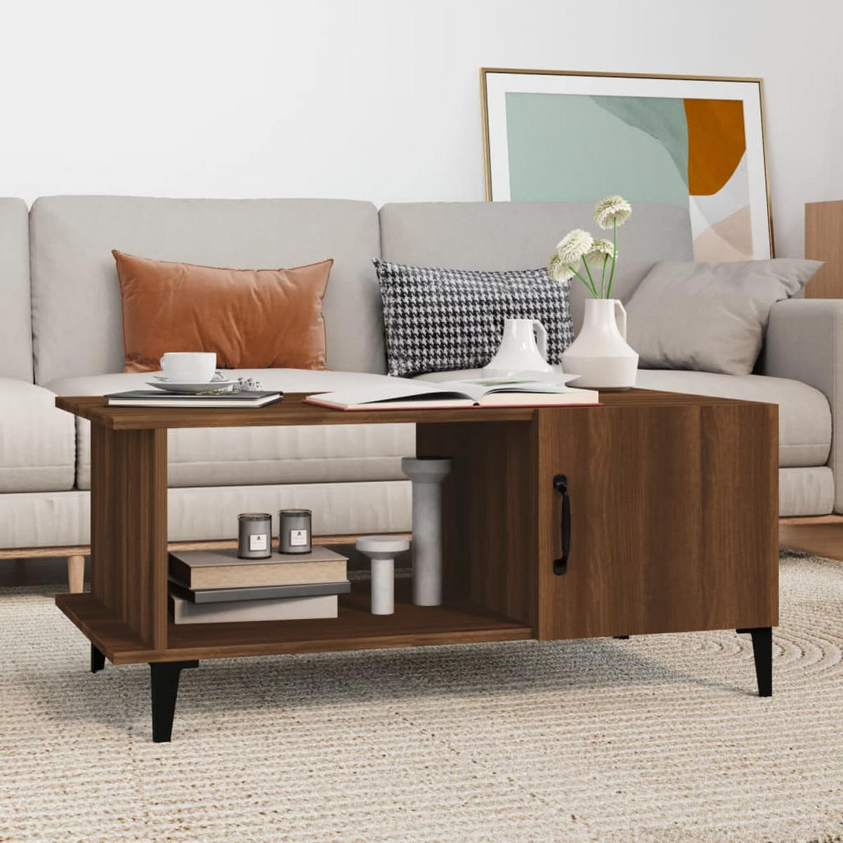 COUCHTISCH Braun Eichen-Optik 90x50x40 cm Holzwerkstoff - Braun, Holzwerkstoff (90/50/40cm) - furnicato