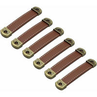 MÖBELGRIFF Braun 6er-Set 96 mm Leder - Schwarz, Metall (0.7/0.5/9.6cm)