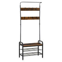 GARDEROBENSTÄNDER - Schwarz/Naturfarben, Holzwerkstoff/Metall (34/185/72cm) - HOMCOM