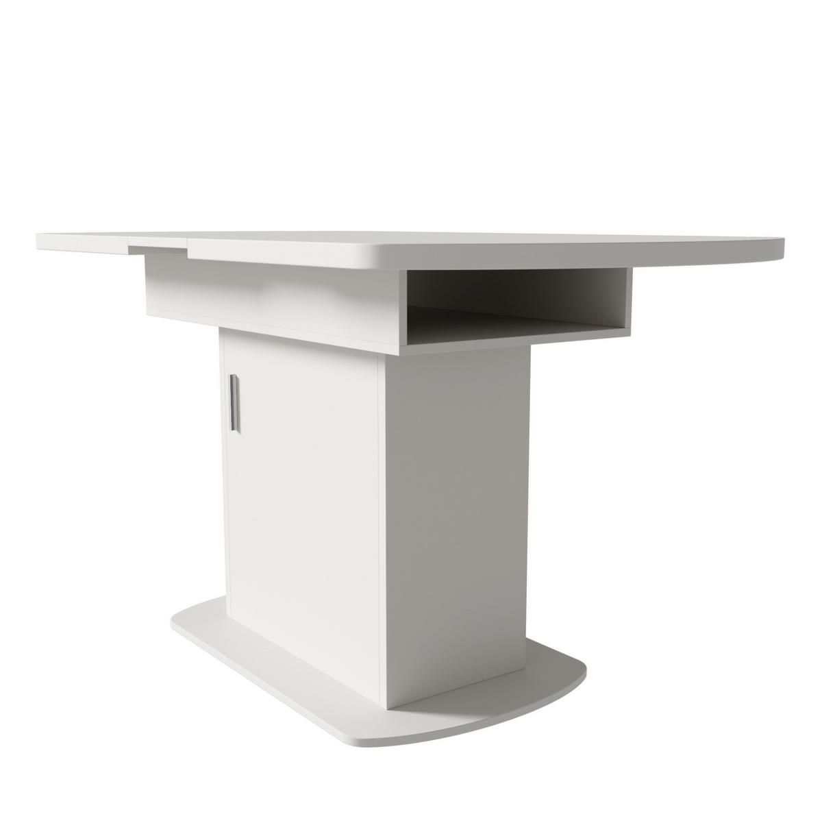 ESSTISCH aus Spanplatte und Metall 110/130x70x75 cm Weiß/Silber ausziehbar mit Stauraum - Weiß, Holzwerkstoff (130/70/75cm) - Modfu