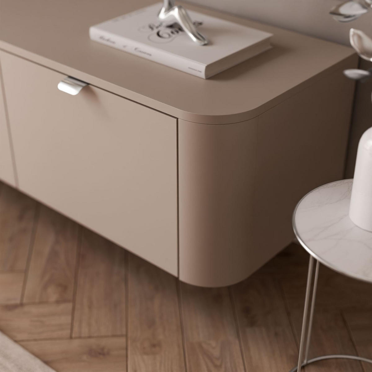 TV-HÄNGESCHRANK CELESTE mit LED-Beleuchtung, Chrom Griffe - Kaschmir, Holzwerkstoff (200/33.5/40cm) - Lookway