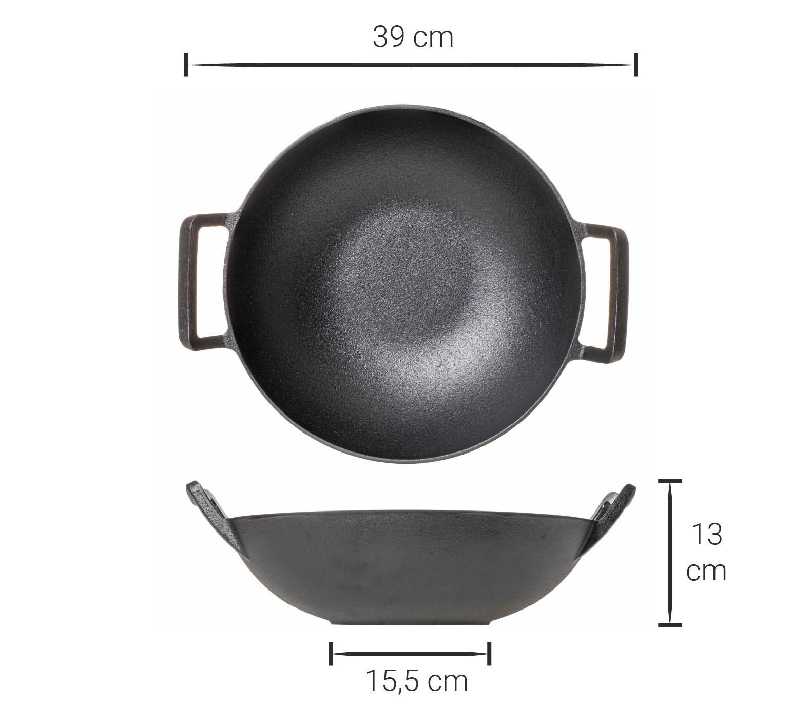 WOKPFANNE / Wadjan - Gusseisen - ø 32 cm - Ohne Antihaftbeschichtung - Schwarz, Keramik (32cm)