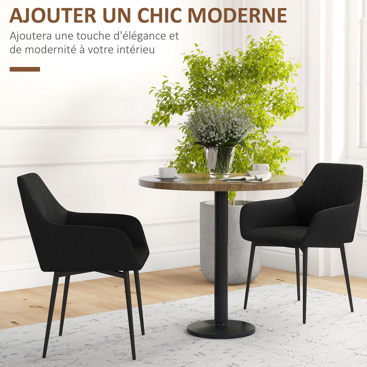 STÜHLE Schwarz 2 Stück - Schwarz, Naturmaterialien (56.5/81/59.5cm) - GiPP