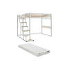 HOCHBETT mit Matratze - 140 x 200 cm - Metall & MDF - Weiß - JOGUI - Weiß/Naturfarben, Metall - Vente-Unique