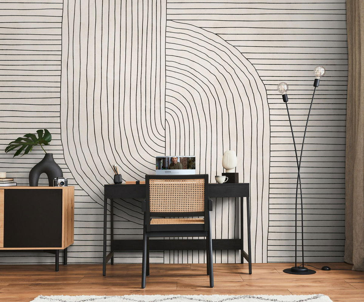VLIESTAPETE Beige 371/280 cm - Beige/Schwarz, Textil (371/1cm) - KUNSTLOFT