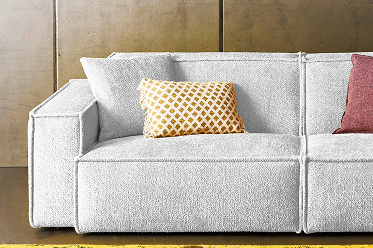 SOFA SAMU Hellgrau Webstoff - Hellgrau/Schwarz, Kunststoff/Textil (256/72/106cm) - KAWOLA