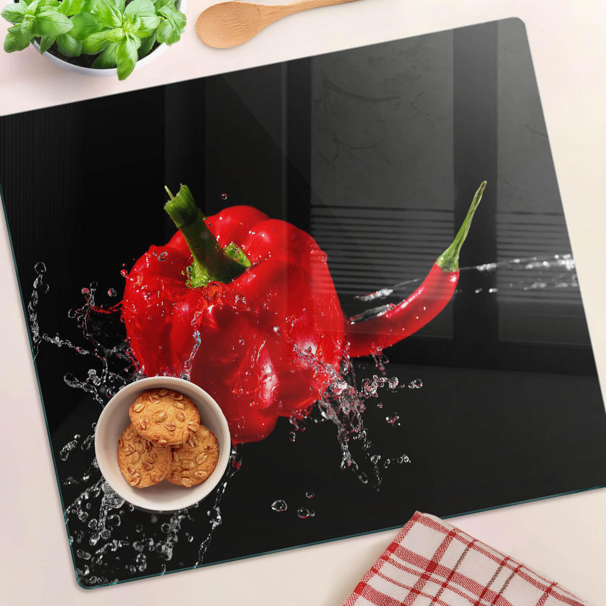 GLASPLATTE 60x52 cm Rote Paprika - Rot, Glas (60/0.4/52cm) - TULUP