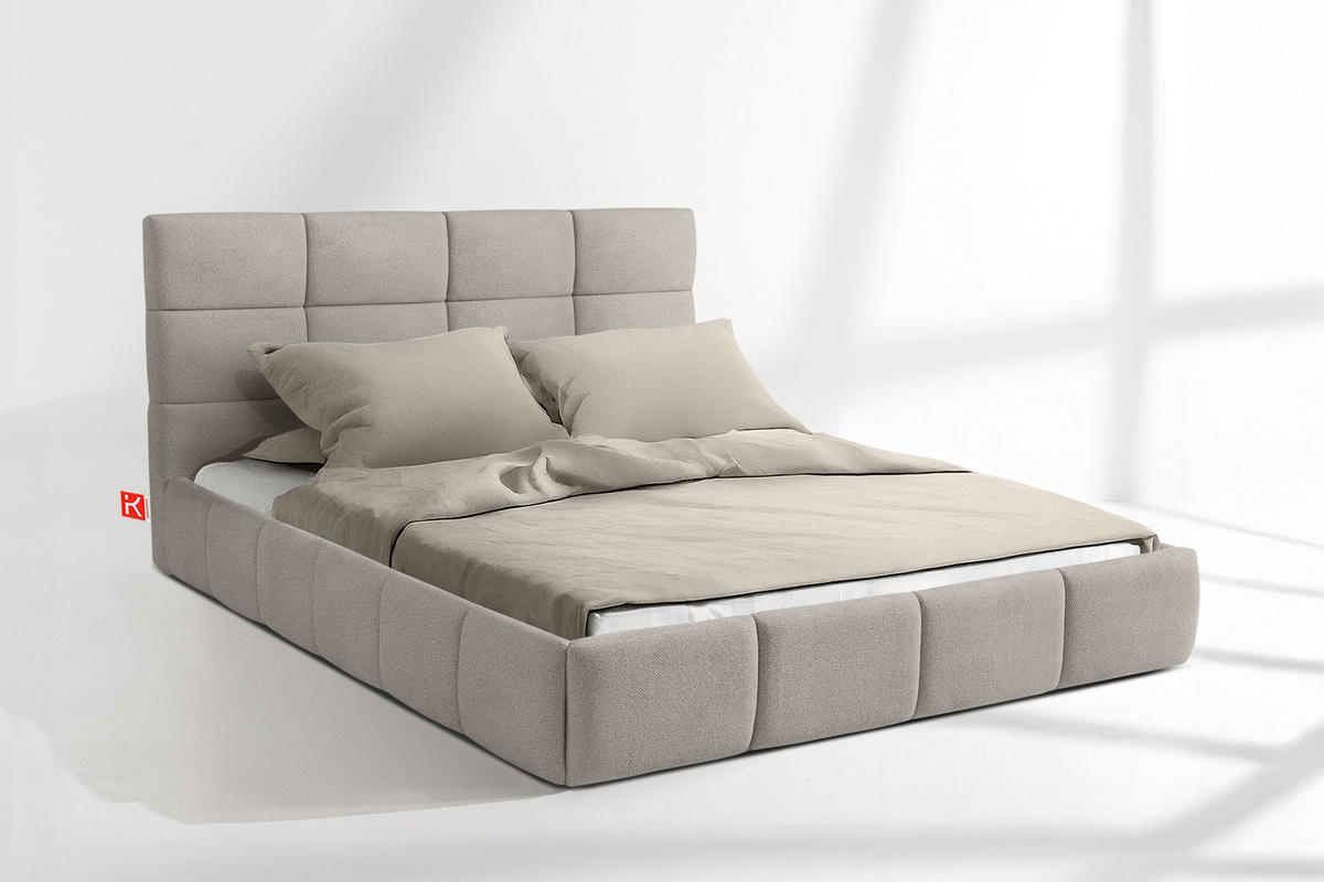 POLSTERBETT ALTOS Bouclé, hellgrau - Hellgrau, Holz/Holzwerkstoff (140/200cm) - KONSIMO®
