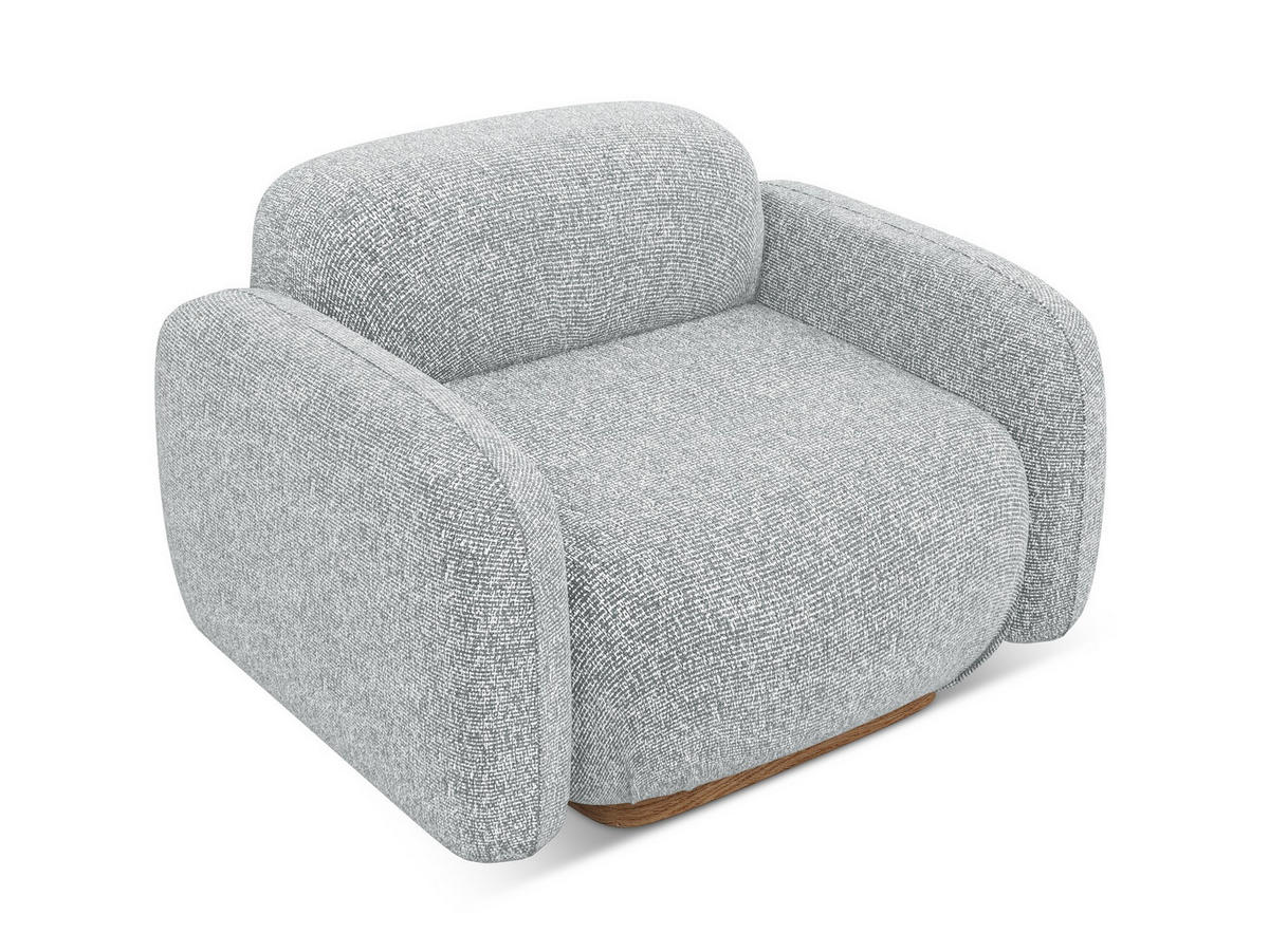 SESSEL Strukturstoff Stoff Grau - Hellgrau/Braun, Holz/Textil (110/73/95cm) - Makamii