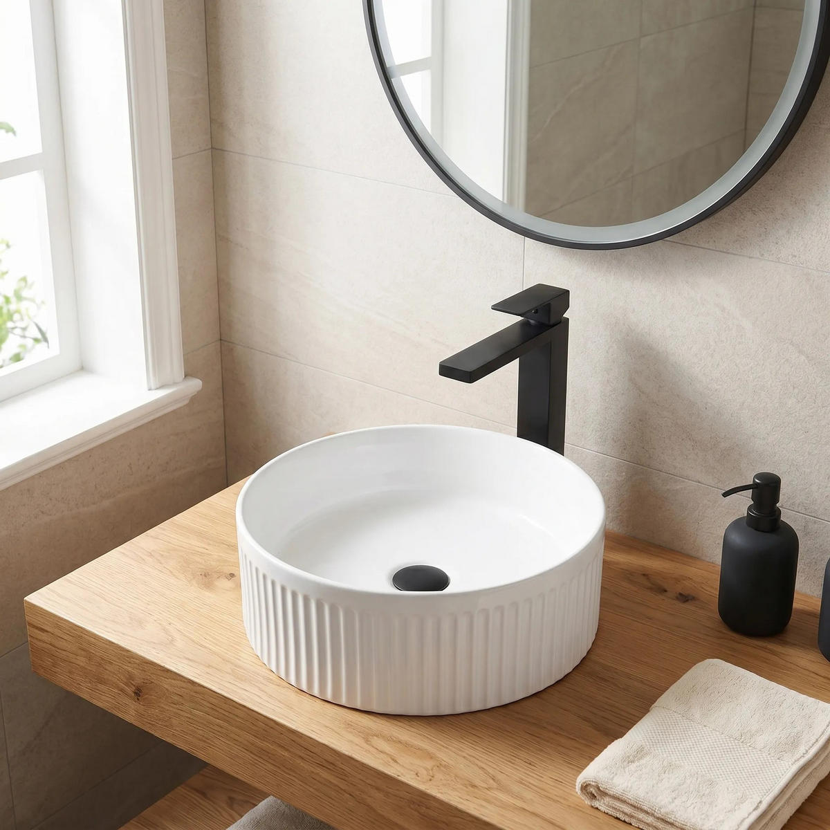 AUFSATZWASCHBECKEN Rea Selina - Weiß, Keramik (36/12/36cm) - REA