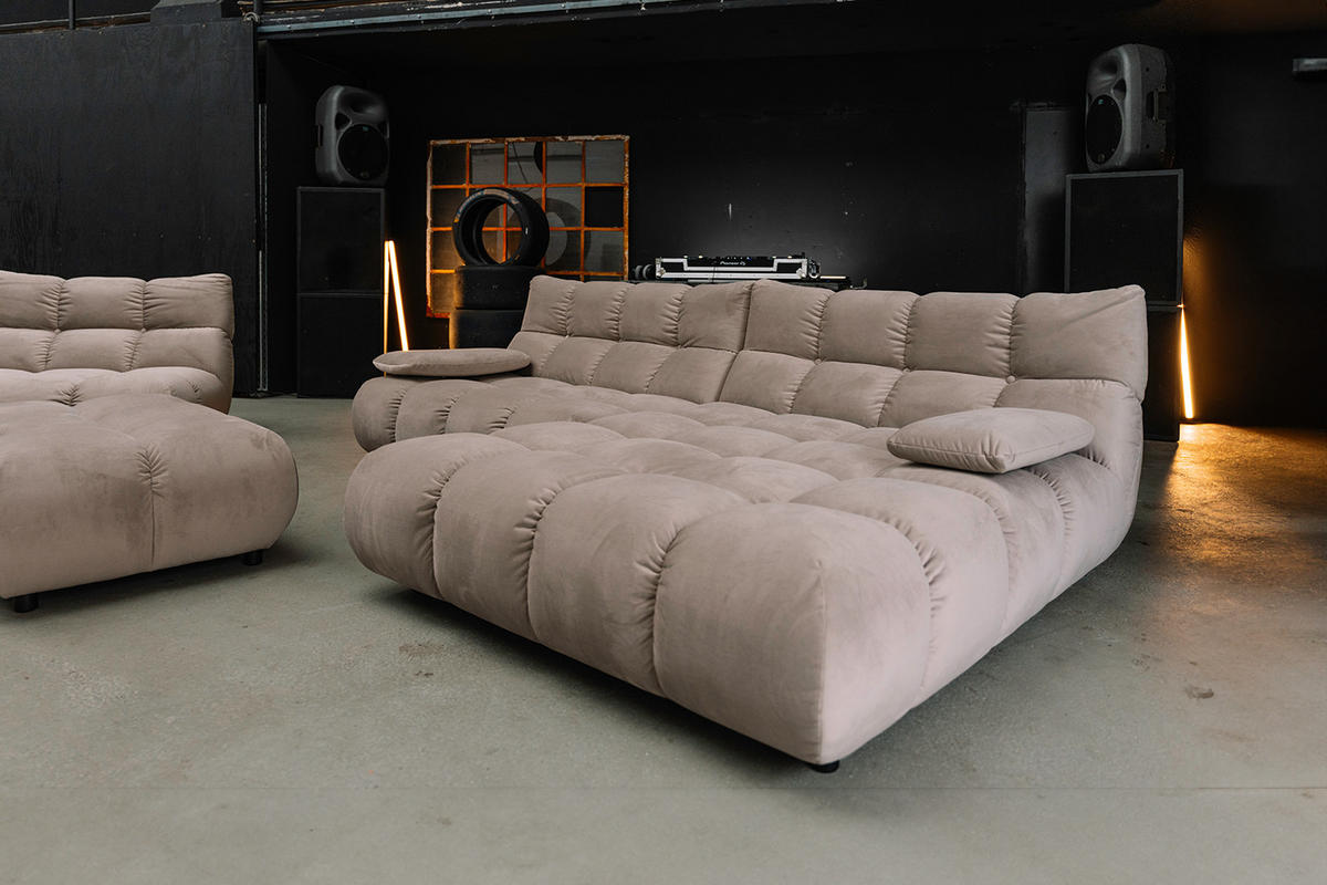 SITZGRUPPE VIVIEN 3ER SET Braun Velvet (1er-Set) - Dunkelbraun/Braun, Kunststoff/Textil (510/85/359cm) - KAWOLA