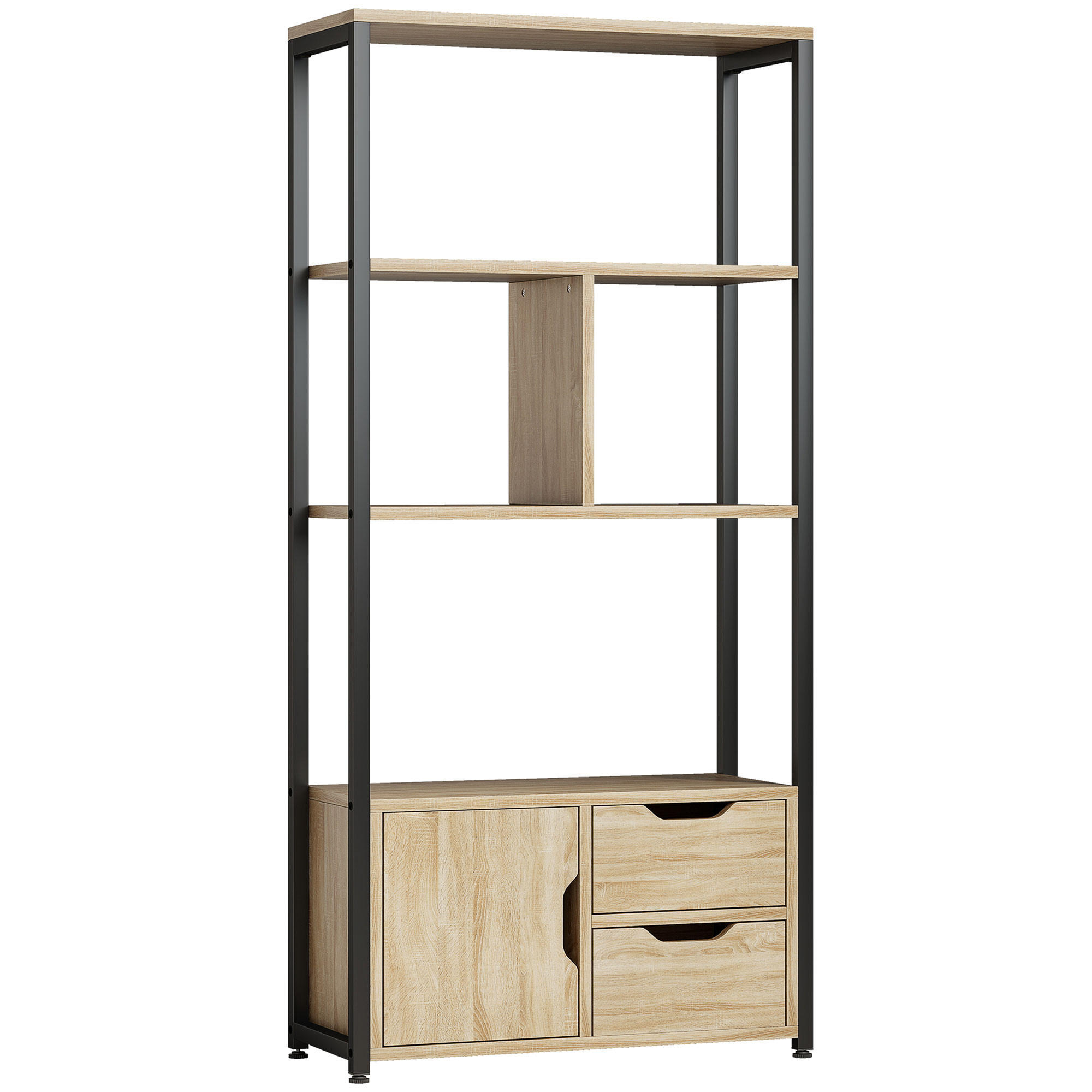 BÜCHERREGAL im Industriestil 58/24/122 cm schwarz - Naturfarben, Karton (58/122/24cm)