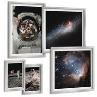 BILDER SET 5er Set - 50x50 cm & 20x30 cm & 40x60 cm Silberner Rahmen - Astronauten landen auf dem Mond - Silberfarben, Kunststoff (40/60cm) - TULUP