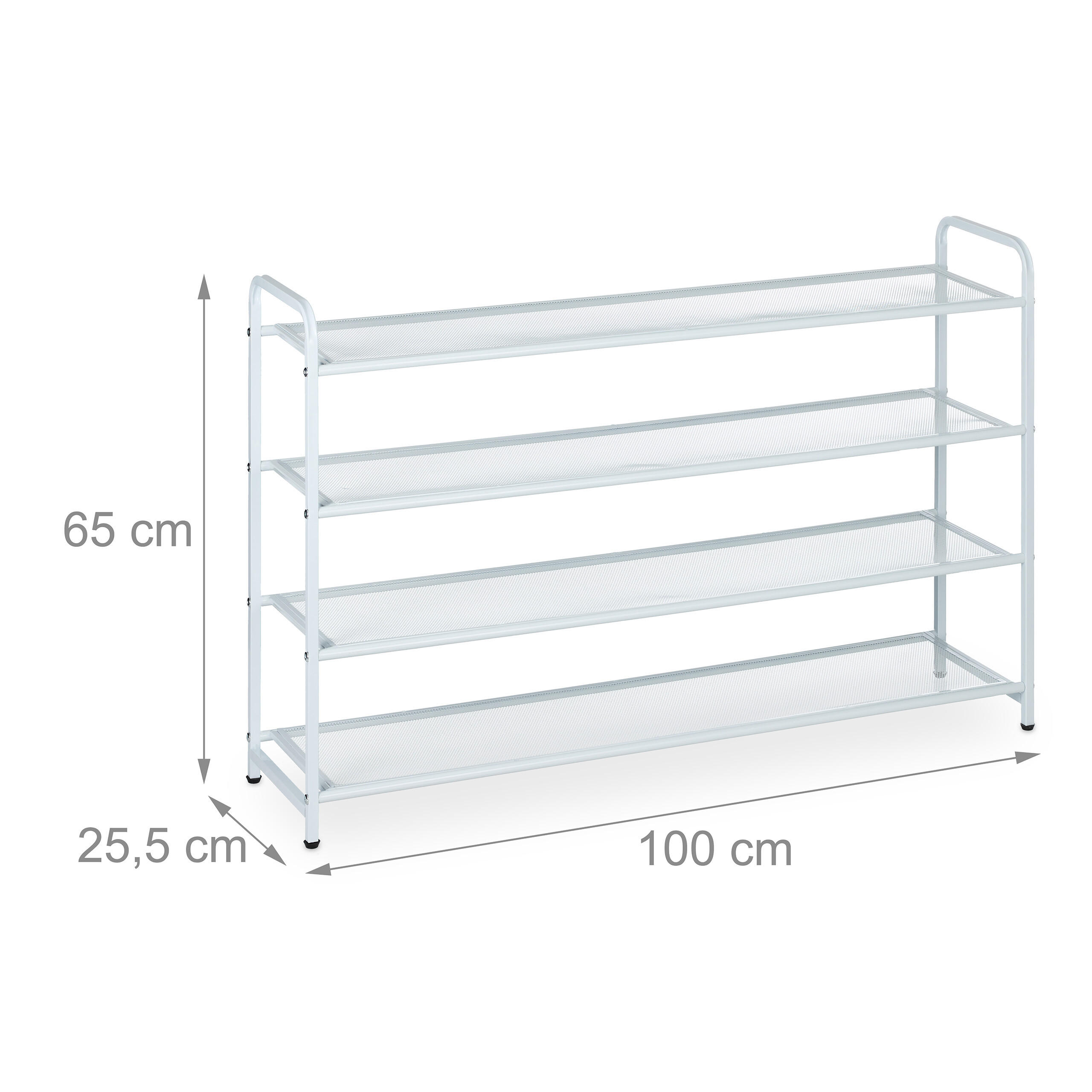 Thumbnail - Relaxdays Schuhregal, Weiß, Metall, Rechteckig, 100x65x25.5 cm, Garderobe, Schuhaufbewahrung, Schuhregale