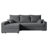ECKSOFA mit Schlaffunktion und Bettkasten ALESIA-L 231x140x90 cm Grau Cord - Dunkelgrau/Silberfarben, Holzwerkstoff/Kunststoff (231/140cm) - ALTDECOR