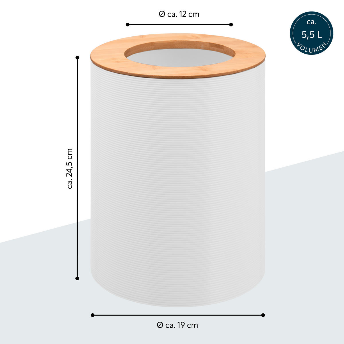 KOSMETIKEIMER SEGNO 5,5 Liter, weiß - Weiß, Kunststoff (19/24.5/19cm) - bremermann