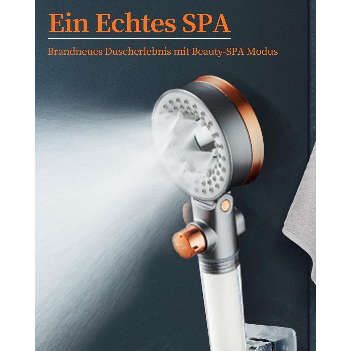 HANDBRAUSE Wassersparend mit 3 Strahlarten und Stoppfunktion - Multicolor, Kunststoff (8/12.7/26cm)