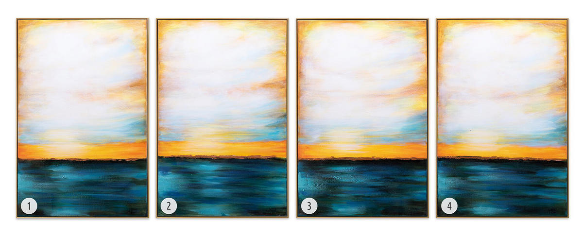 ACRYLBILD HANDGEMALT 60/90 cm - Blau/Gelb, Textil (60/90cm) - KUNSTLOFT