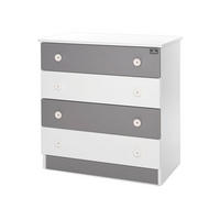 KOMMODE Dresser weiß dunkelgrau 81 x 50 cm, 4 große Schubladen, Melamin-Spanplatte, Kinderzimmer - Grau, Holzwerkstoff (50/86/81cm) - Lorelli