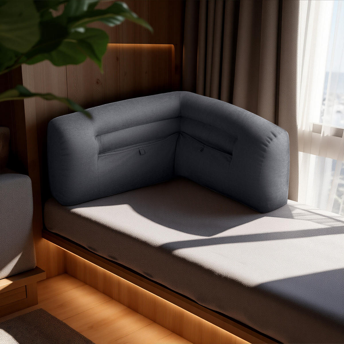 RÜCKENLEHNE Grau, 90cm - Grau, Textil (90/22cm)