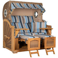 STRANDKORB XXL Düne Grande Teak Banana - Blaugrau/Braun, Metall (142/170/95cm) - Mr. Deko