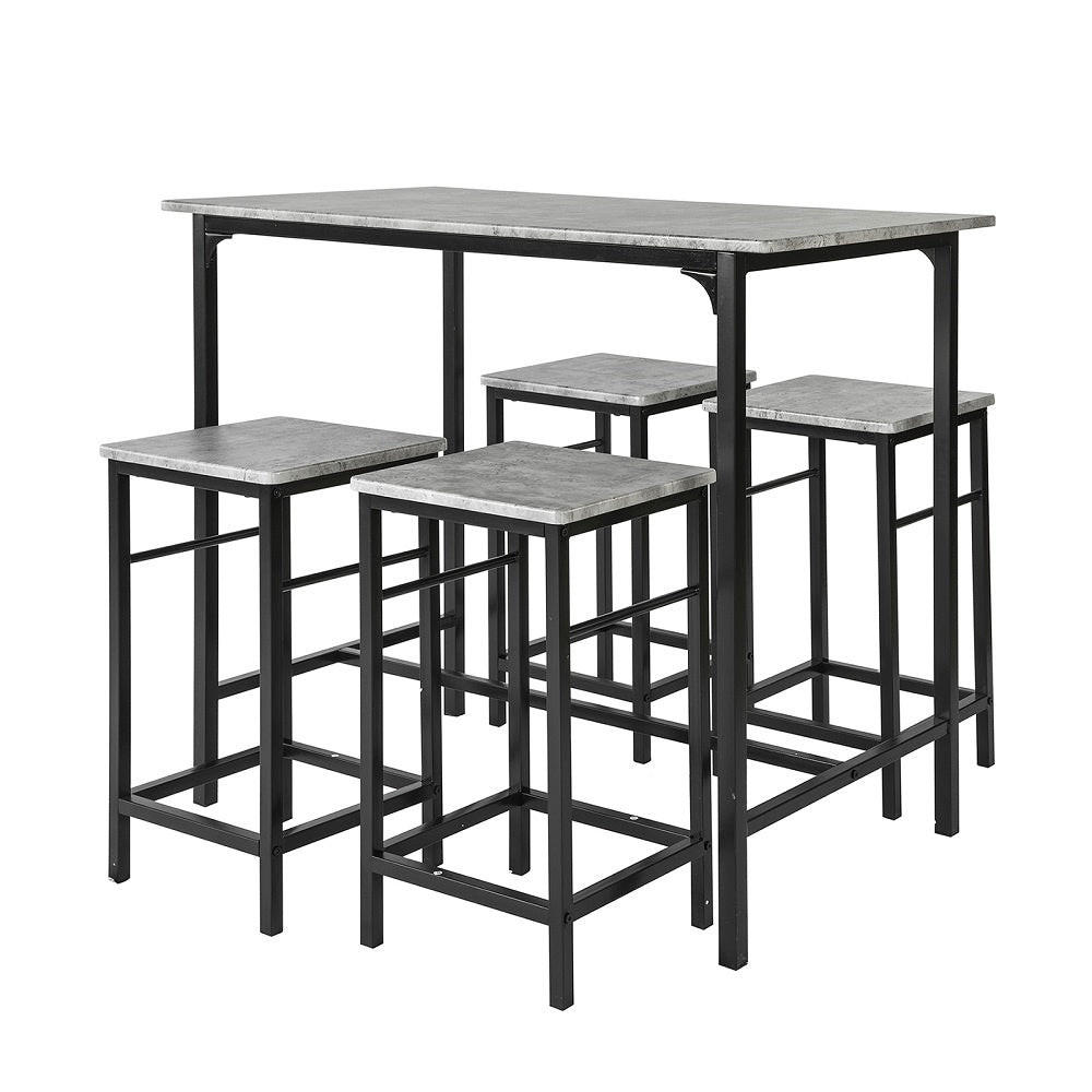 BARTISCH + 4 x BARHOCKER - Grau, Holzwerkstoff (100/87/60cm) - SoBuy