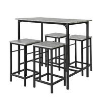 BARTISCH + 4 x BARHOCKER - Grau, Holzwerkstoff (100/87/60cm) - SoBuy