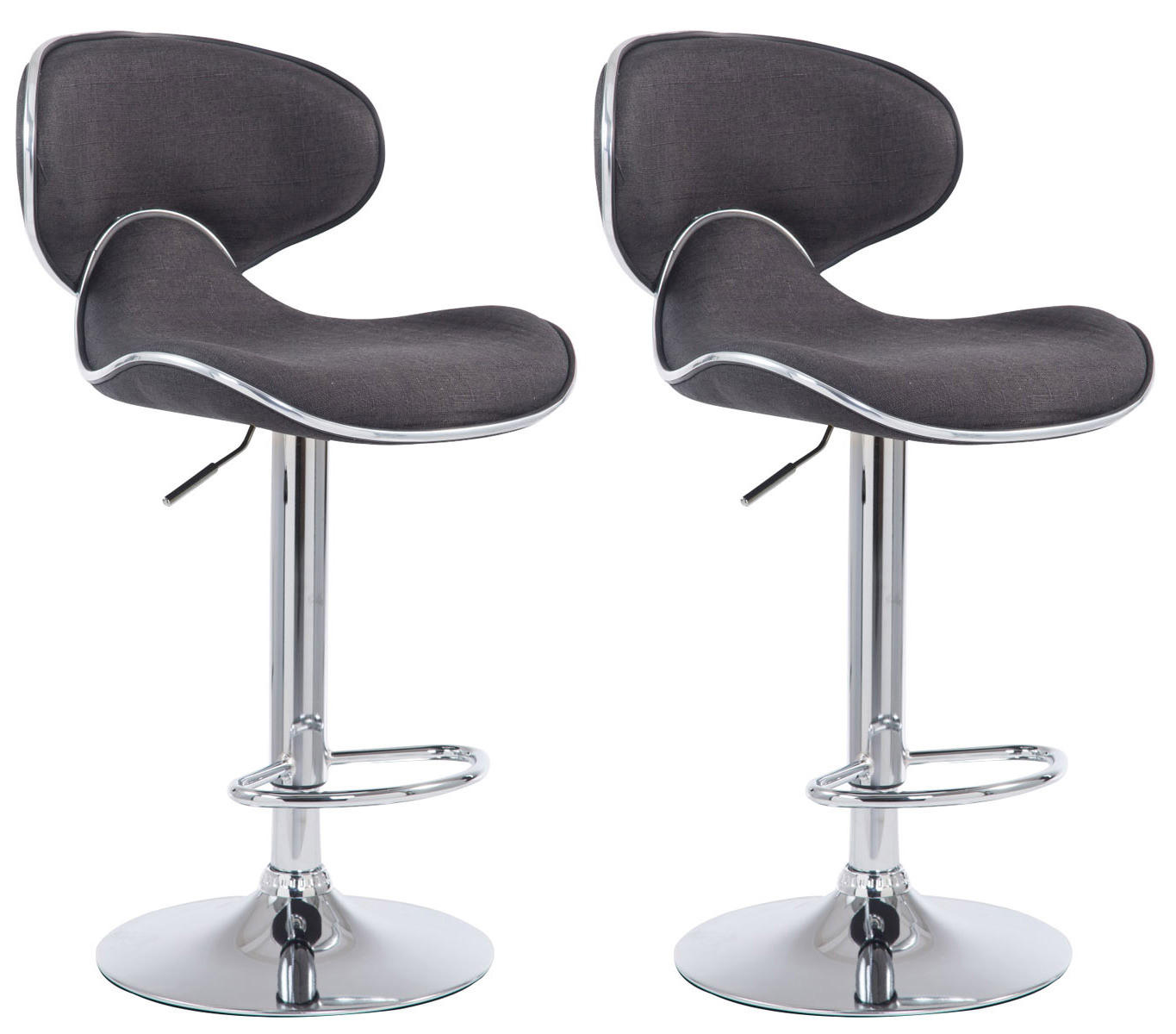 BARHOCKER 2er Set Stoff dunkelgrau - Chromfarben/Dunkelgrau, Textil/Metall (46/88/49cm) - CLP