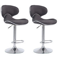 BARHOCKER 2er Set Stoff dunkelgrau - Chromfarben/Dunkelgrau, Textil/Metall (46/88/49cm) - CLP