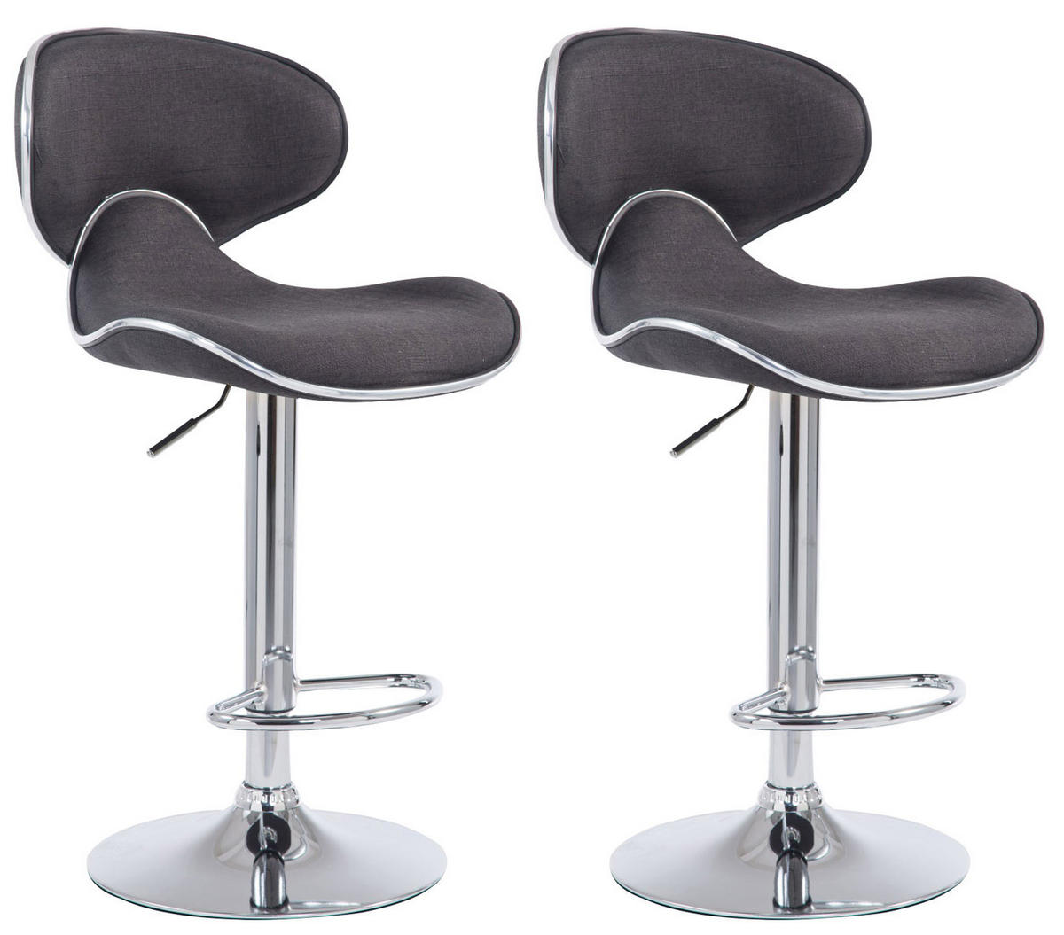 BARHOCKER 2er Set Stoff dunkelgrau - Chromfarben/Dunkelgrau, Textil/Metall (46/88/49cm) - CLP