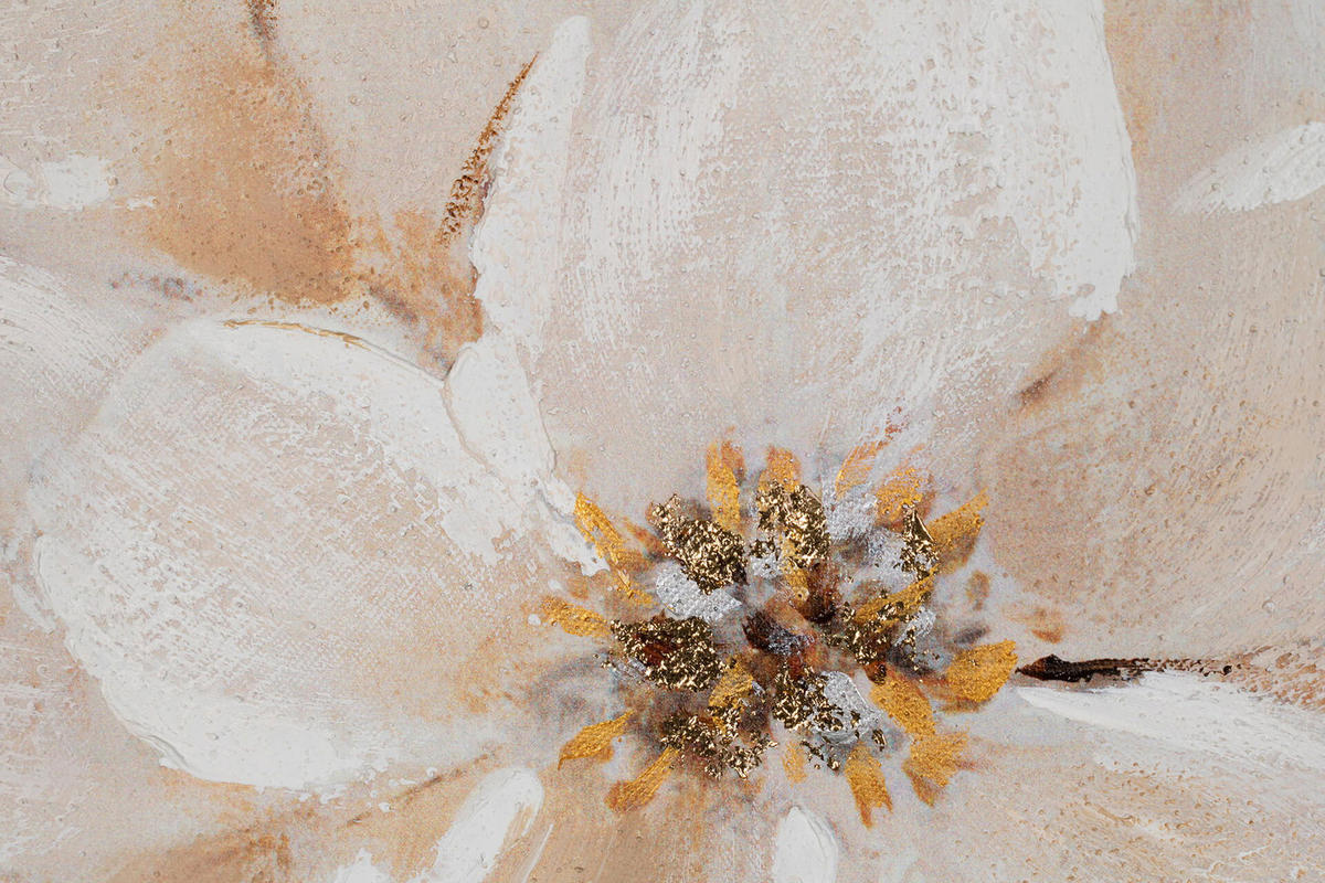 ACRYLBILD HANDGEMALT 80/80 cm - Beige/Weiß, Holz/Textil (80/80cm) - KUNSTLOFT