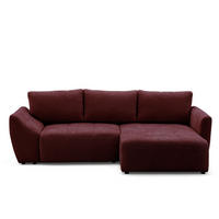 ECKSOFA NICE L Rechts mit Schlaffunktion 137x204 Chenille Rotwein - Schwarz/Dunkelrot, Holz/Textil (165/260cm) - Muffo