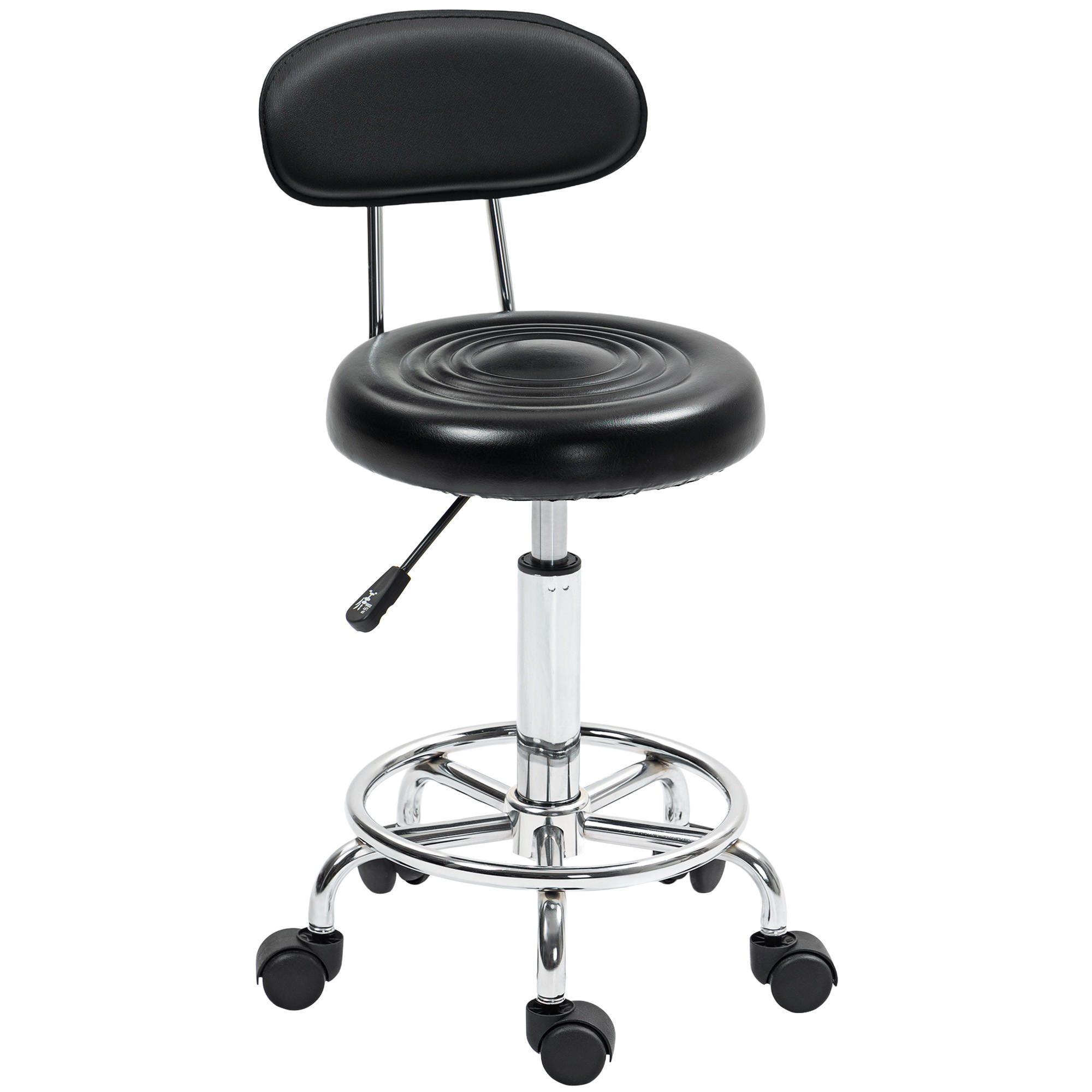 ROLLHOCKER höhenverstellbar Drehhocker, 32 x 40 x 70-86 cm, Schwarz - Schwarz, Kunststoff (40/86/32cm) - HOMCOM
