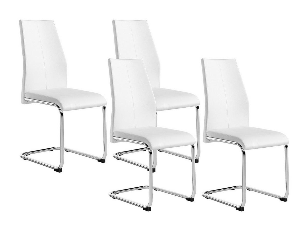 STUHL 4er-Set - Kunstleder - Weiß - PAULINE - Weiß, Leder (44/97/46cm) - Vente-Unique