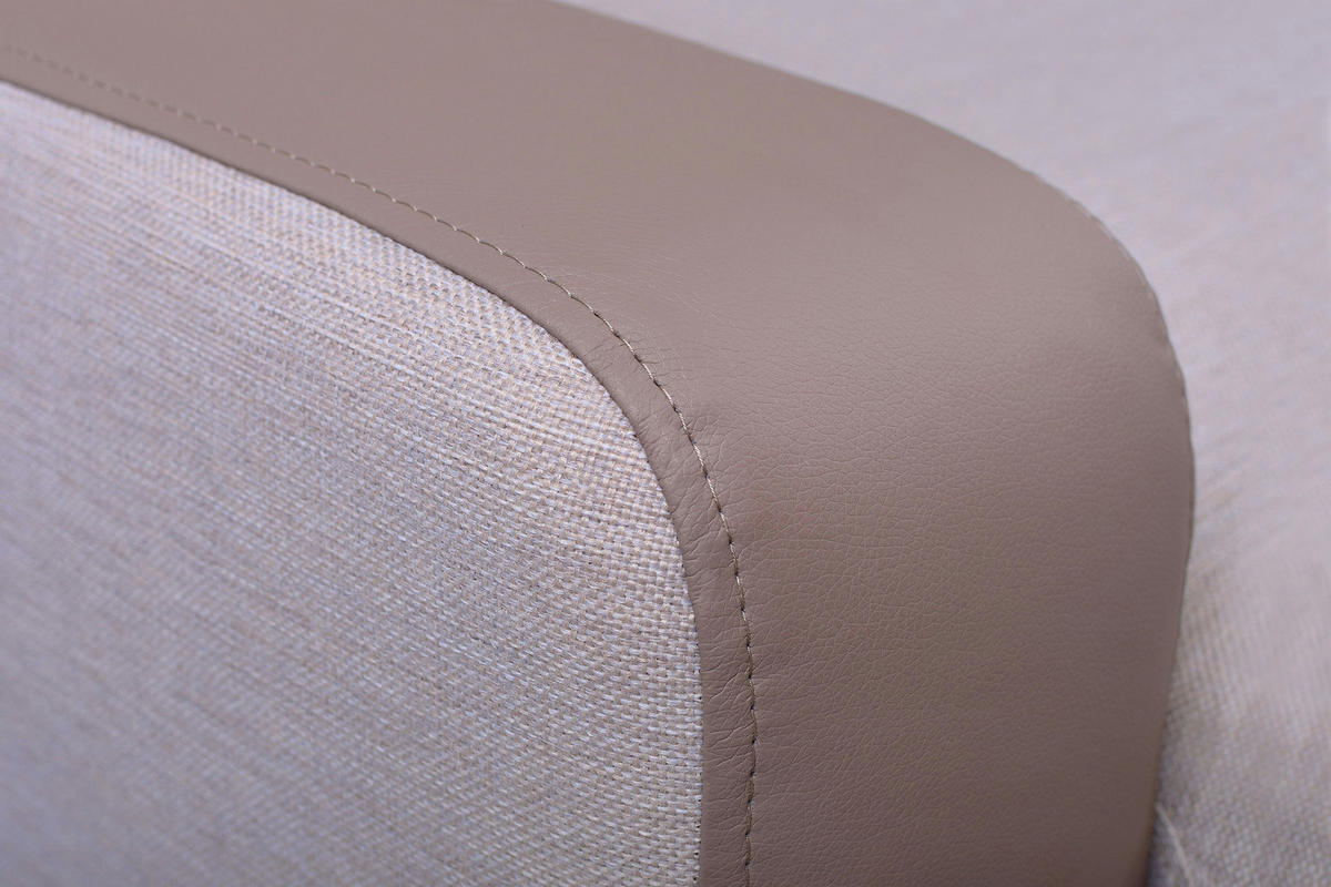 ECKSOFA MIRA Beige Geflochtener Stoff mit Schlaffunktion - Beige, Holz (263/184cm) - MASSENO