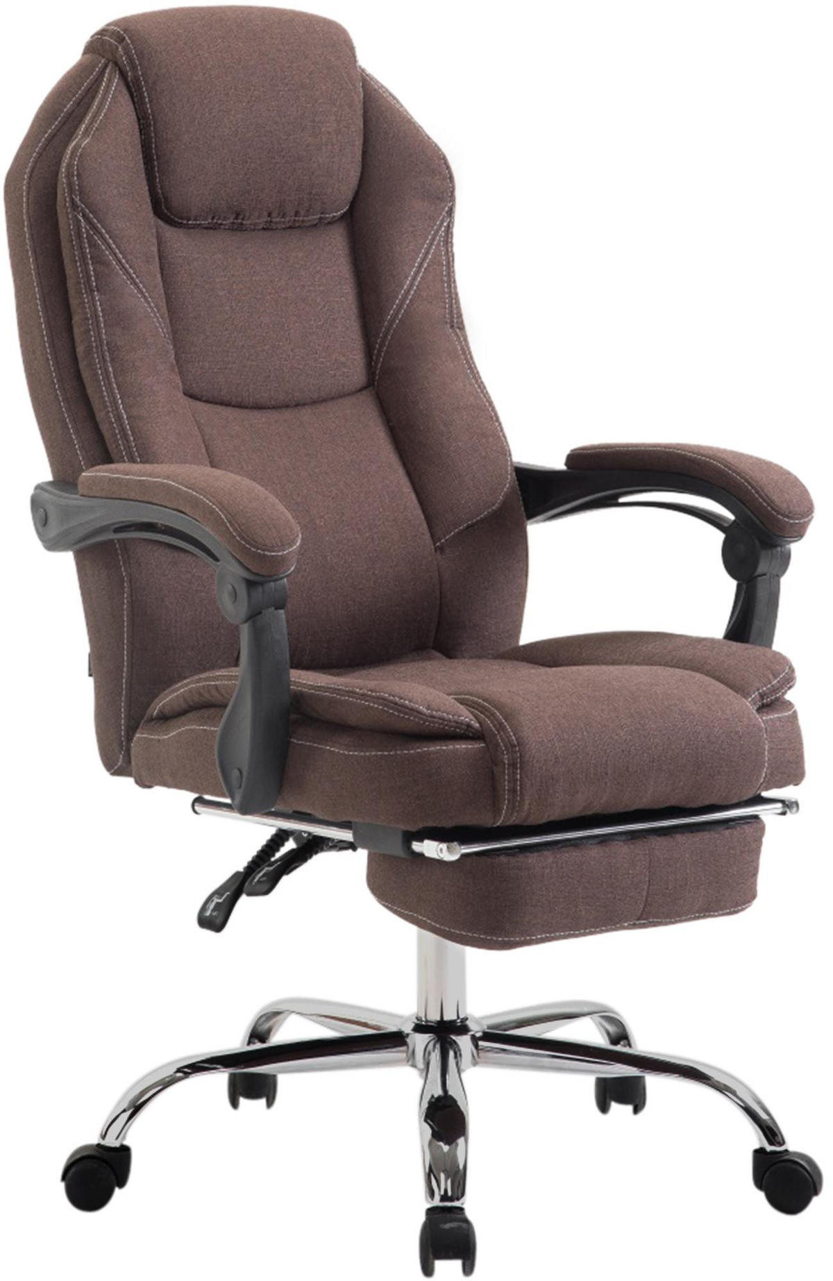 CHEFSESSEL Stoff Braun - Chromfarben/Braun, Textil/Metall (67/114/64cm) - CLP