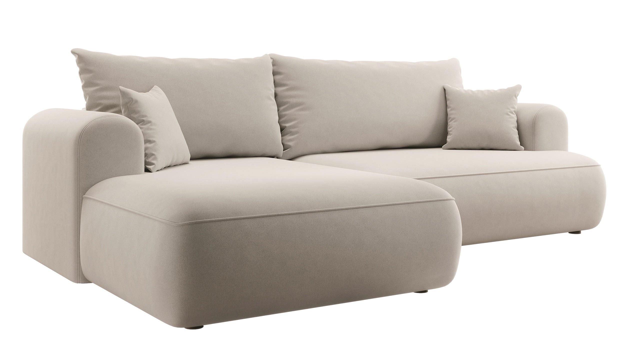 ECKSOFA Ovo Cremeweiß Velours - Creme/Schwarz, Kunststoff/Textil (260/165cm) - Selsey