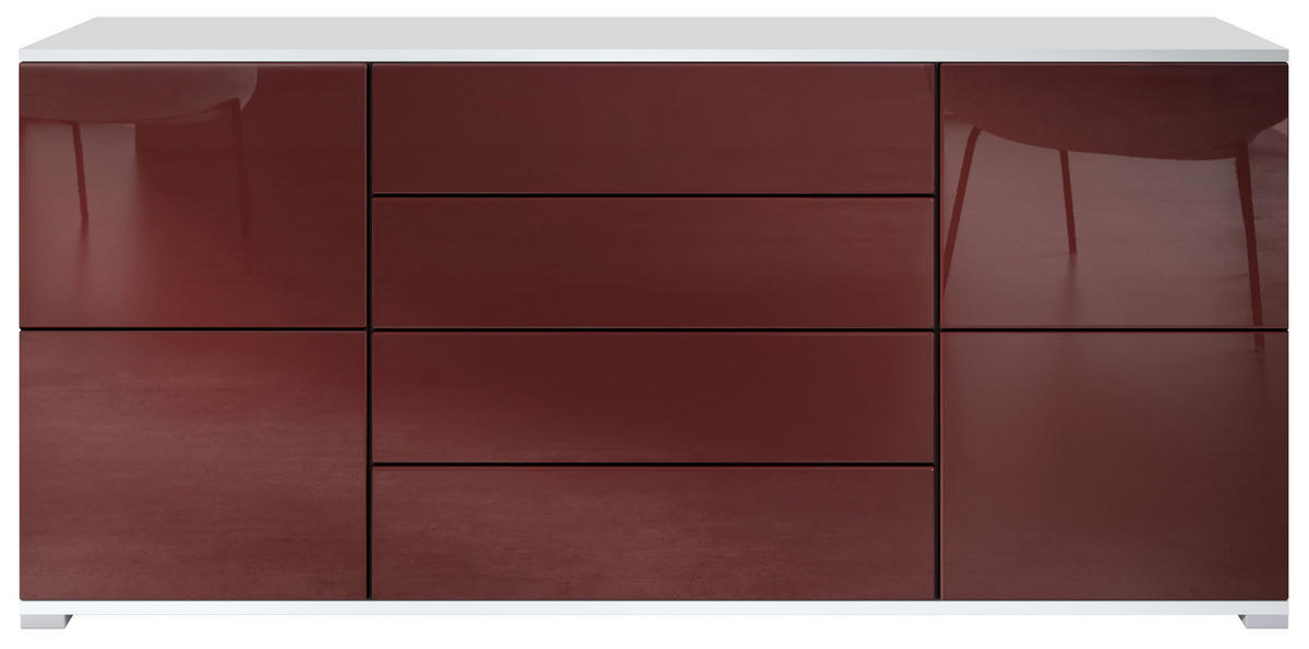 SIDEBOARD Rova Bordeaux Hochglanz - Bordeaux, Holzwerkstoff (166.5/75.5/35cm) - Vladon