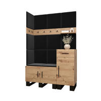 GARDEROBEN-SET 196/126/45,6 - Dunkelgrau/Schwarz, Holz/Kunststoff (126/196/45.6cm) - Abiks Möbel