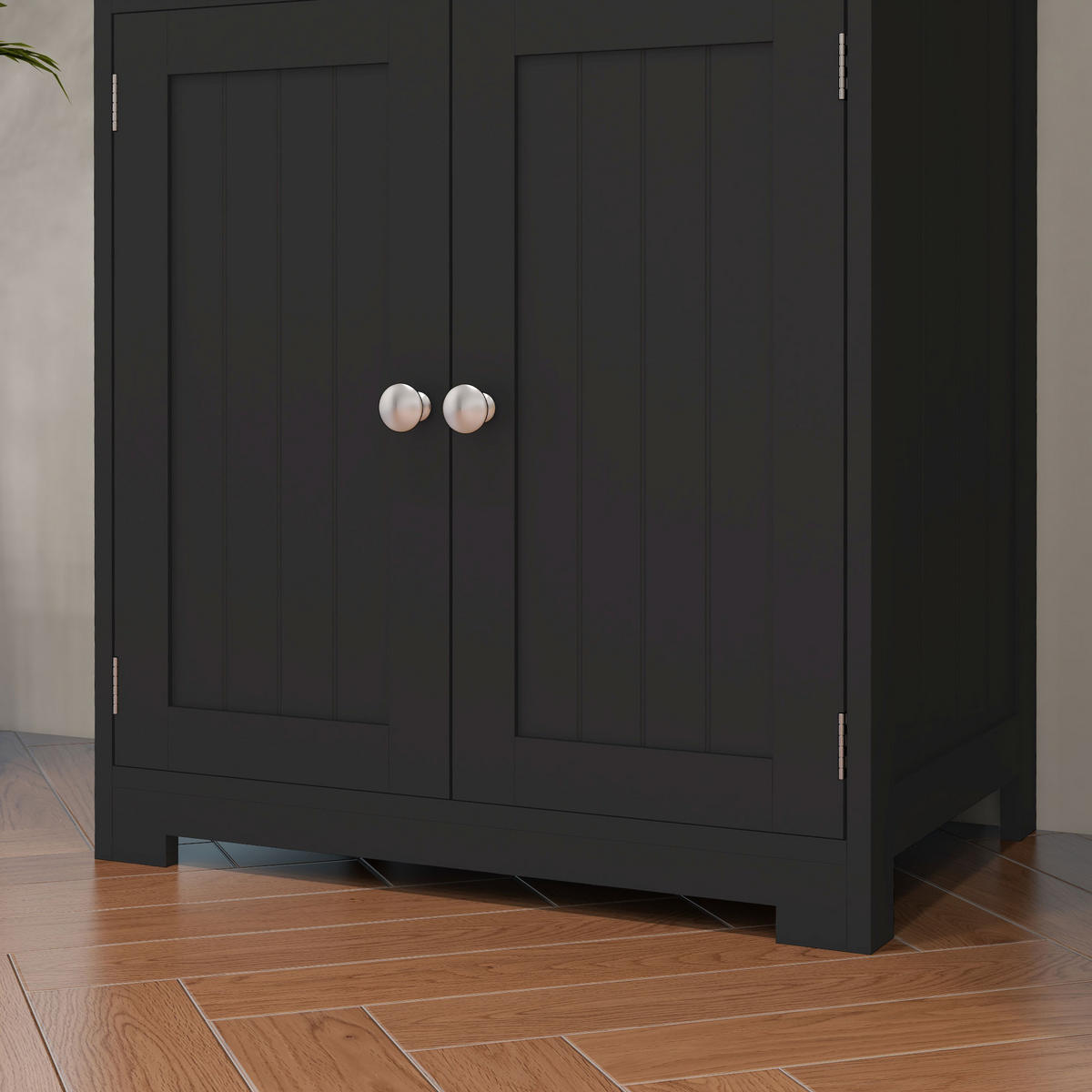 HIGHBOARD DE-11098 2 Glastüren Schwarz - Schwarz, Holzwerkstoff (30/162/60cm) - ComfortXL